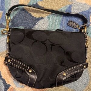 Coach Black Signature Carly mini Shoulder Bag